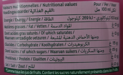 Le fruit - Jus de raisin nutrition facts table