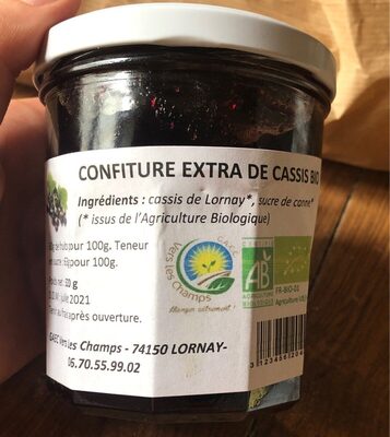 Confiture extra de cassis bio front packaging