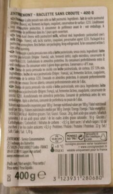 Fromage Raclette sans croute front packaging