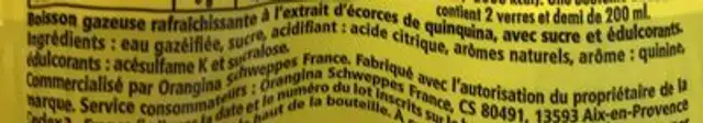 Indian Tonic ingredients label