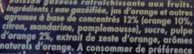 Orangina - Boisson gazeuse ingredients label