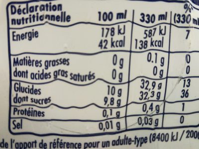 Orangina cool can ingredients label