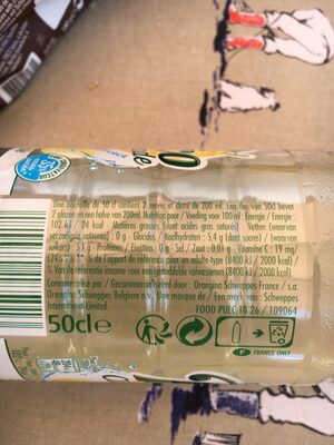 Citronnade ingredients label