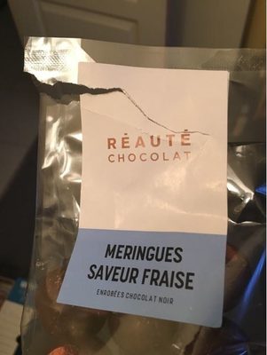 Meringues Saveur Fraise Enrobées de Chocolat Noir front packaging