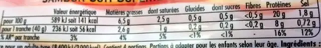 Tendre Noix, Supérieur Avec Couenne (4 Tranches) nutrition facts table