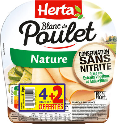 HERTA Blanc de Poulet Nature sans nitrite x4+2T OFFERT