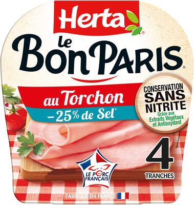 HERTA LE BON PARIS Jambon torchon sel réduit ss nitrite x4