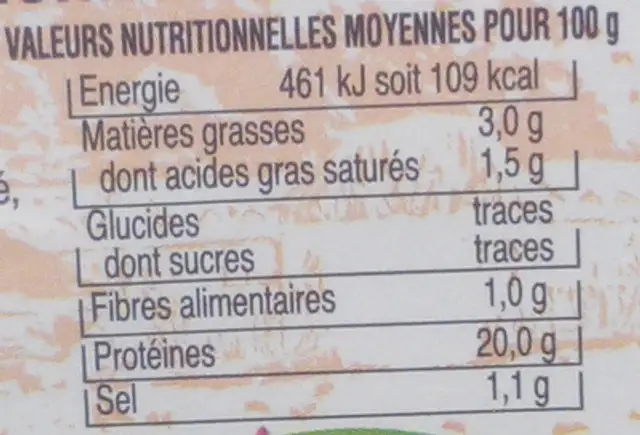 Tripes mode de Caen à l'ancienne nutrition facts table