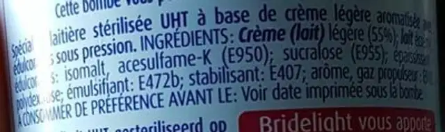 Bridelight du goût des plaisirs ingredients label