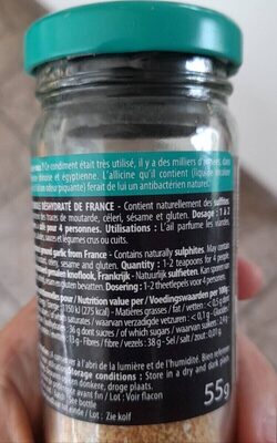 Ail de France nutrition facts table