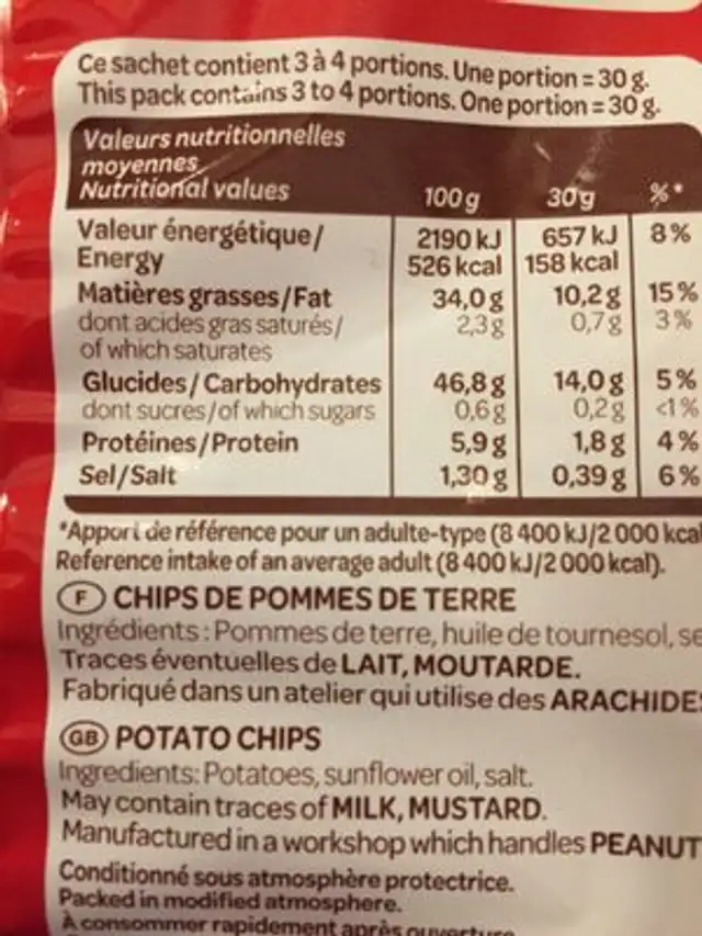 La Classique Nature ingredients label