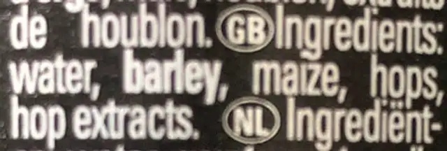 Bière blonde de Saint Omer ingredients label