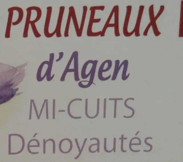 Pruneaux d'Agen dénoyautés mi-cuits ingredients label