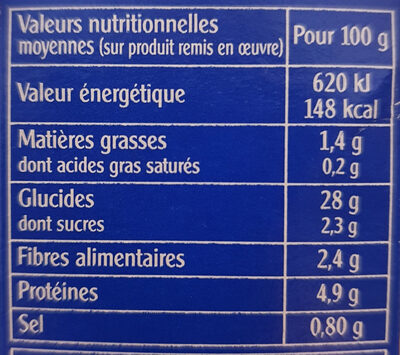 Céréales méditerranéennes Sec nutrition facts table