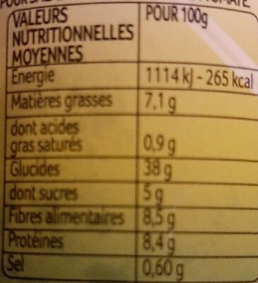 Quelle Salade Croustillante nutrition facts table
