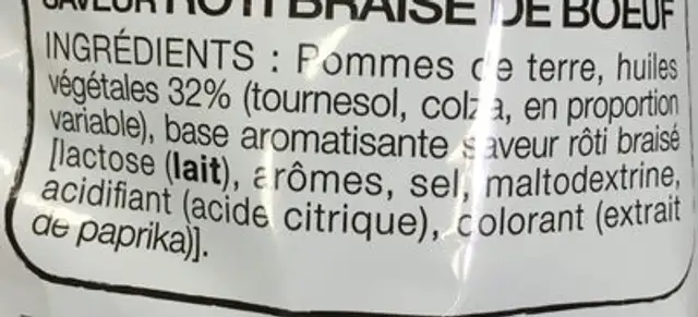 Saveur Rôti braisé de boeuf ingredients label