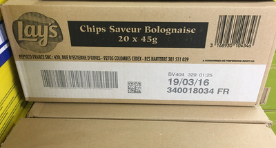 Chips saveur Bolognaise front packaging