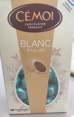 Bonbons œuf blanc praliné front packaging