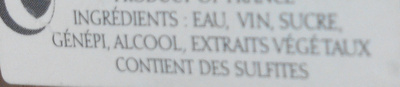 Apéritif de Génépi ingredients label
