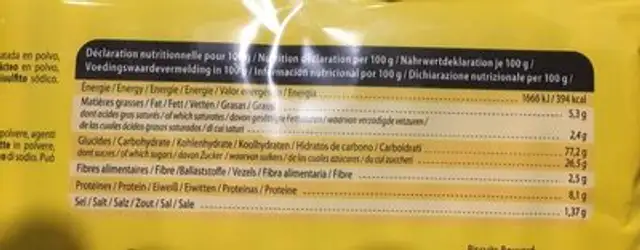 Mon gouter nutrition facts table