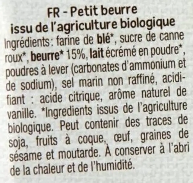 Petit beurre🧈 ingredients label