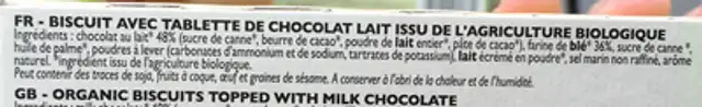 Biscuit tablette Chocolat au Lait ingredients label