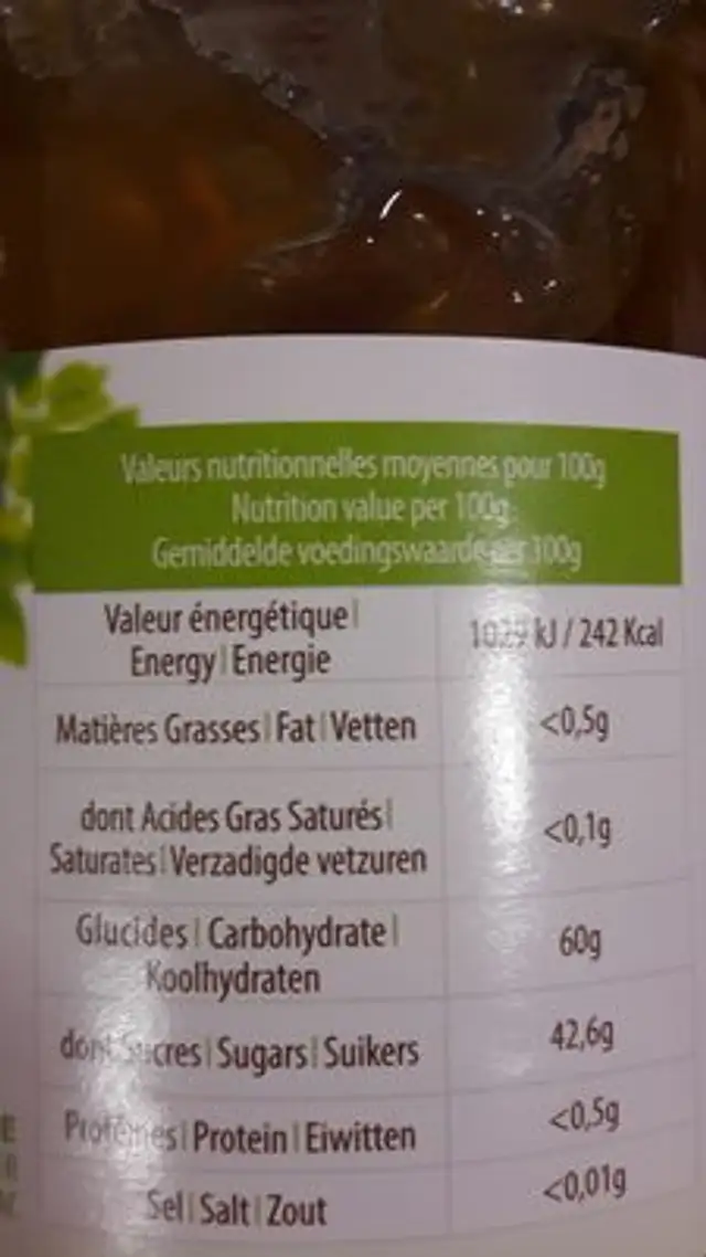 Confiture d'abricots ingredients label