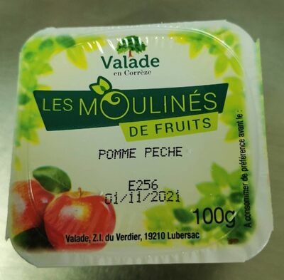 Compote mouliné de fruits Pommes, Pêches.