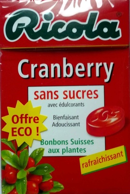 Cranberry sans sucres avec édulcolorant