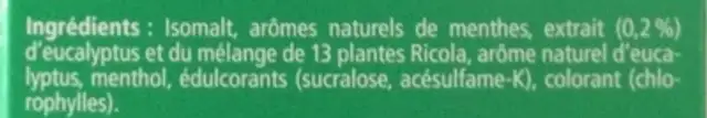 Eucalyptus ingredients label