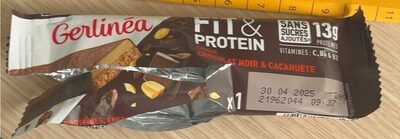 Gerlinéa Fit&Protein - Barres Protéinées saveur Cacahuète Chocolat - Sans Sucres Ajoutés