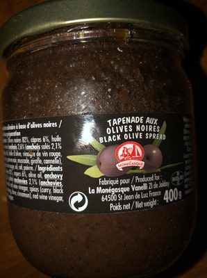 TAPENADE AUX OLIVES NOIRE front packaging