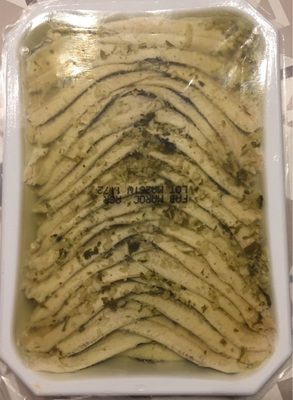 Filets d'anchois marinés a l'ail et persil front packaging