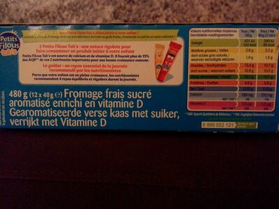 Petits Filous tub’s ingredients label