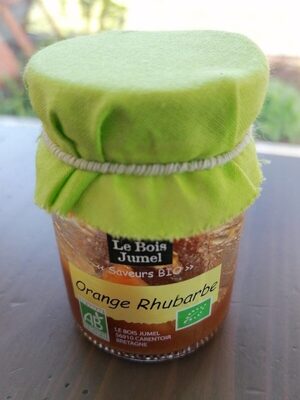 Confiture BIO extra orange rhubarbe front packaging