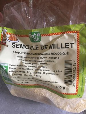 Semoule de millet front packaging