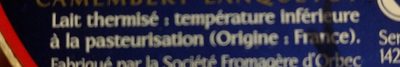 Camembert - date courte -30% ingredients label