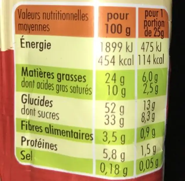 Brownies st michel nutrition facts table