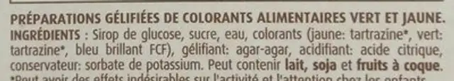 Colorants Alimentaires ingredients label