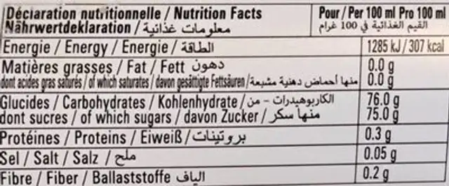 Giffard raspberry puree nutrition facts table