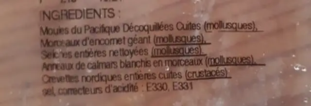 Mélange pour paëlla Seafood Market sachet ingredients label