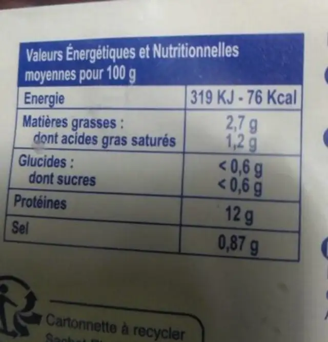 Mélange pour paëlla Seafood Market sachet nutrition facts table