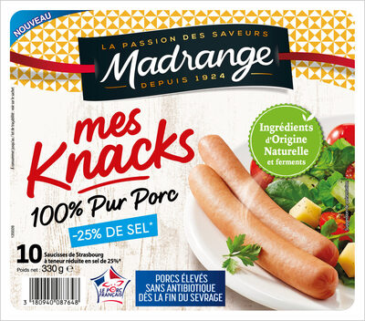 Mes Knacks 100% pur porc -25% de sel* x10