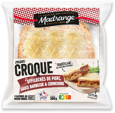 Mon croque Effilochés de porc sauce barbecue et cornichons