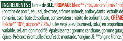 La Maxi Flammekueche Lardons & Oignons ingredients label