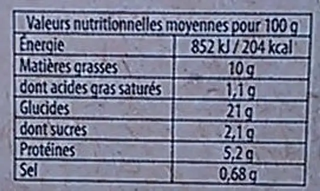Ma salade repas Bio nutrition facts table