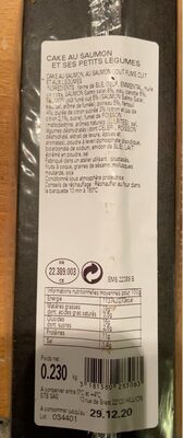Cake au saumon et ses petits legumes front packaging
