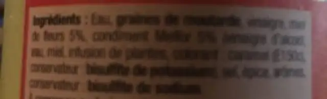 Moutarde ingredients label