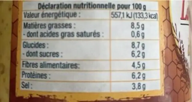 La moutarde comme à l’ancienne nutrition facts table