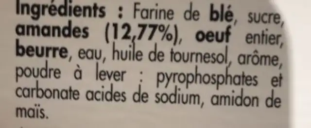 Croquants aux amandes, 220g ingredients label